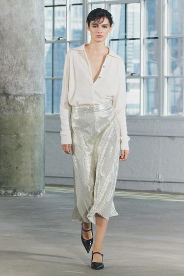 ПОЛА СЪС СРЕДНА ДЪЛЖИНА С ПАЙЕТИ - ZW COLLECTION - Злато / Сребро от Zara