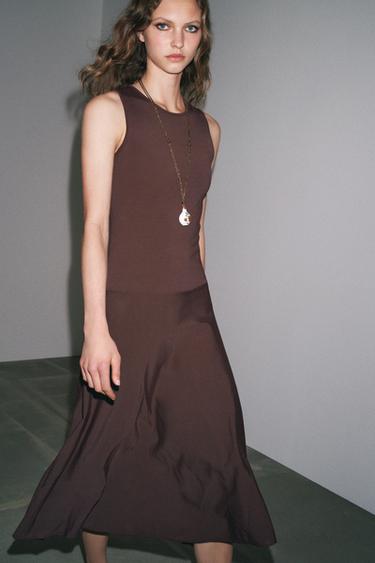 KNIT MIDI DRESS - Dark aubergine by Zara - Image 1