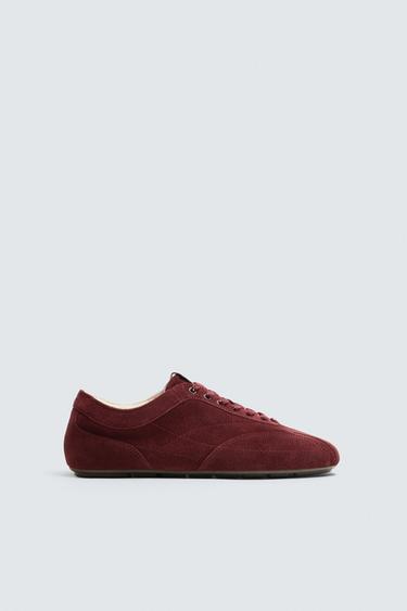 ULTRA-THIN SOLE LEATHER TRAINERS - Burgundy Red by Zara