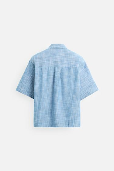 CONTRAST TEXTURED SHIRT - Blue by Zara - Image 7