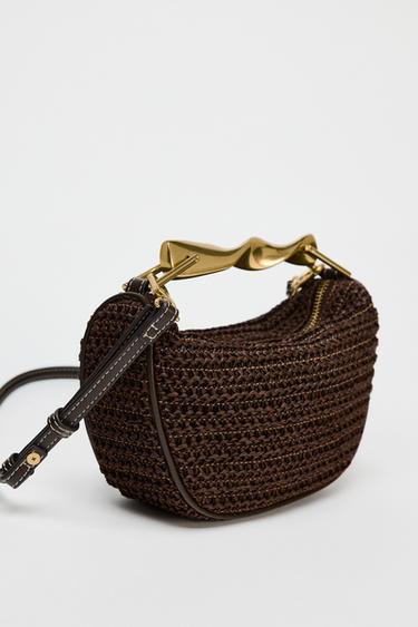 MINI BAG WITH METAL HANDLE - Chocolate by Zara
