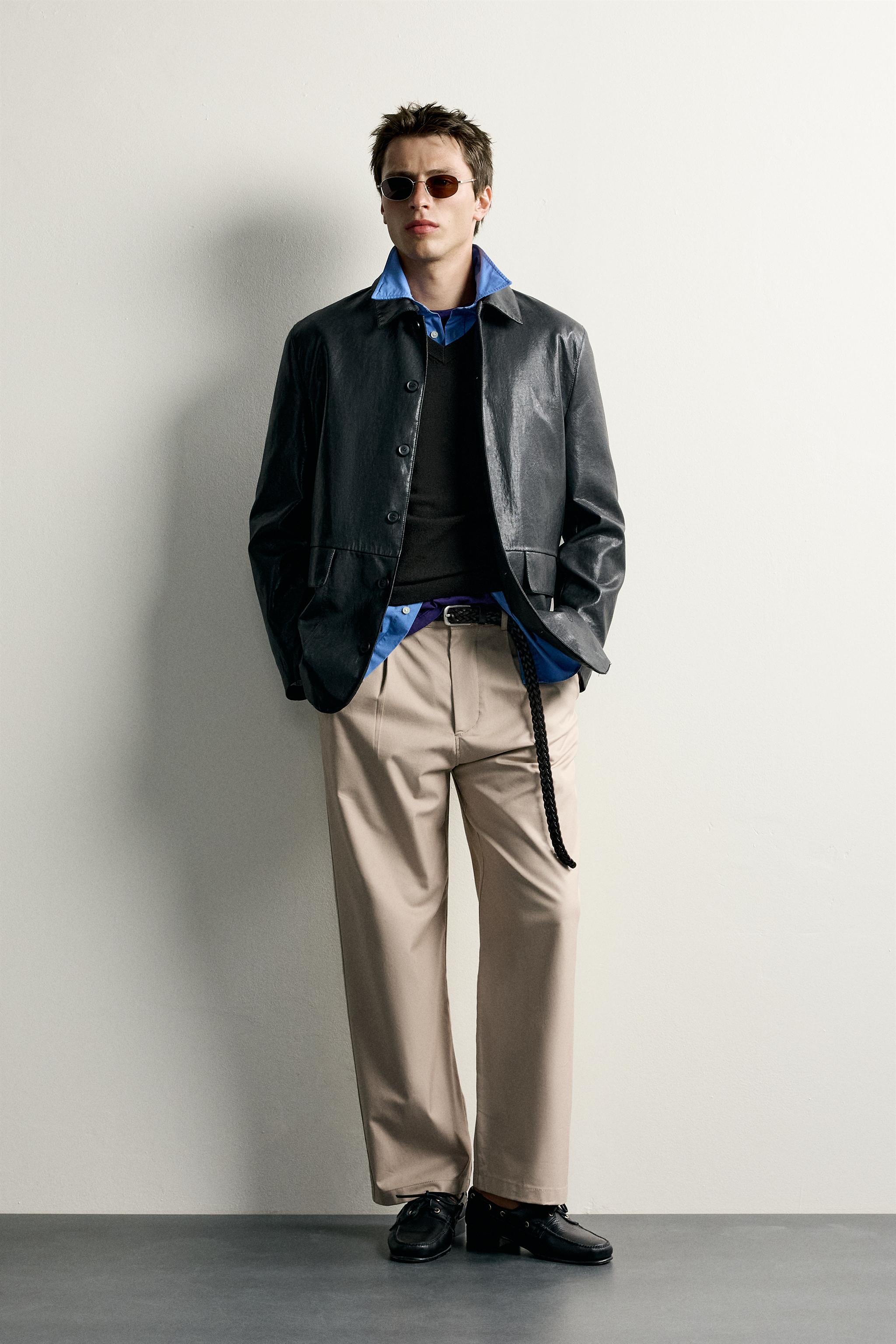STRAIGHT FIT PLEATED PANTS