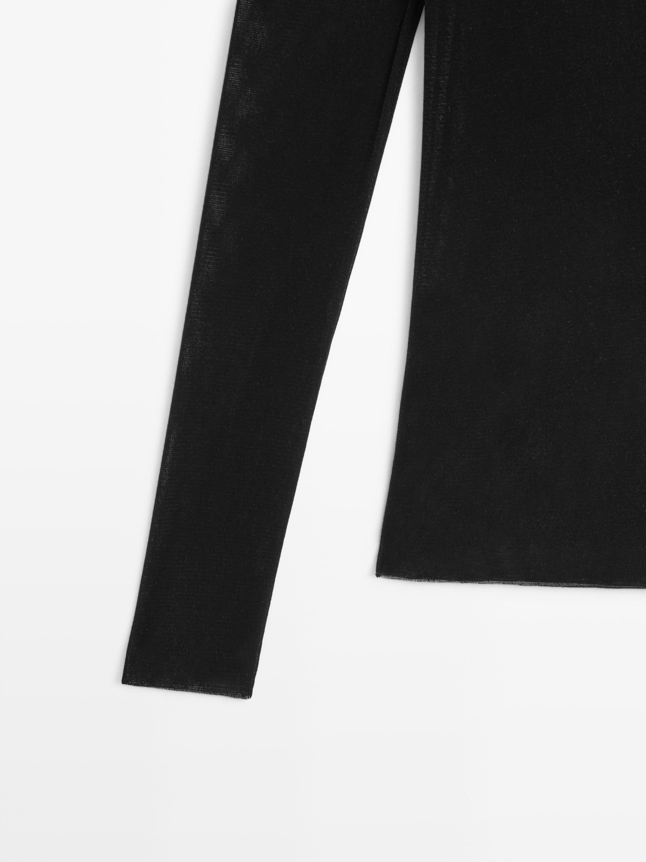 Semi-sheer long sleeve T-shirt