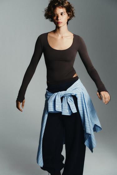 BODY MANCHES LONGUES - Marron de Zara - Image 1