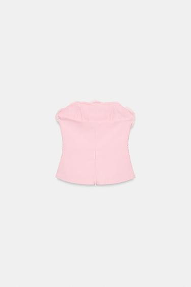 CORSETRY-INSPIRED FLORAL TOP - Pastel pink by Zara - Image 5