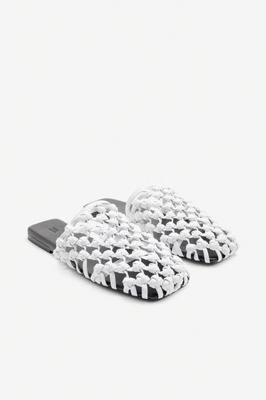 LIMITED EDITION BRAIDED LEATHER SLINGBACK SHOES - Black by Zara