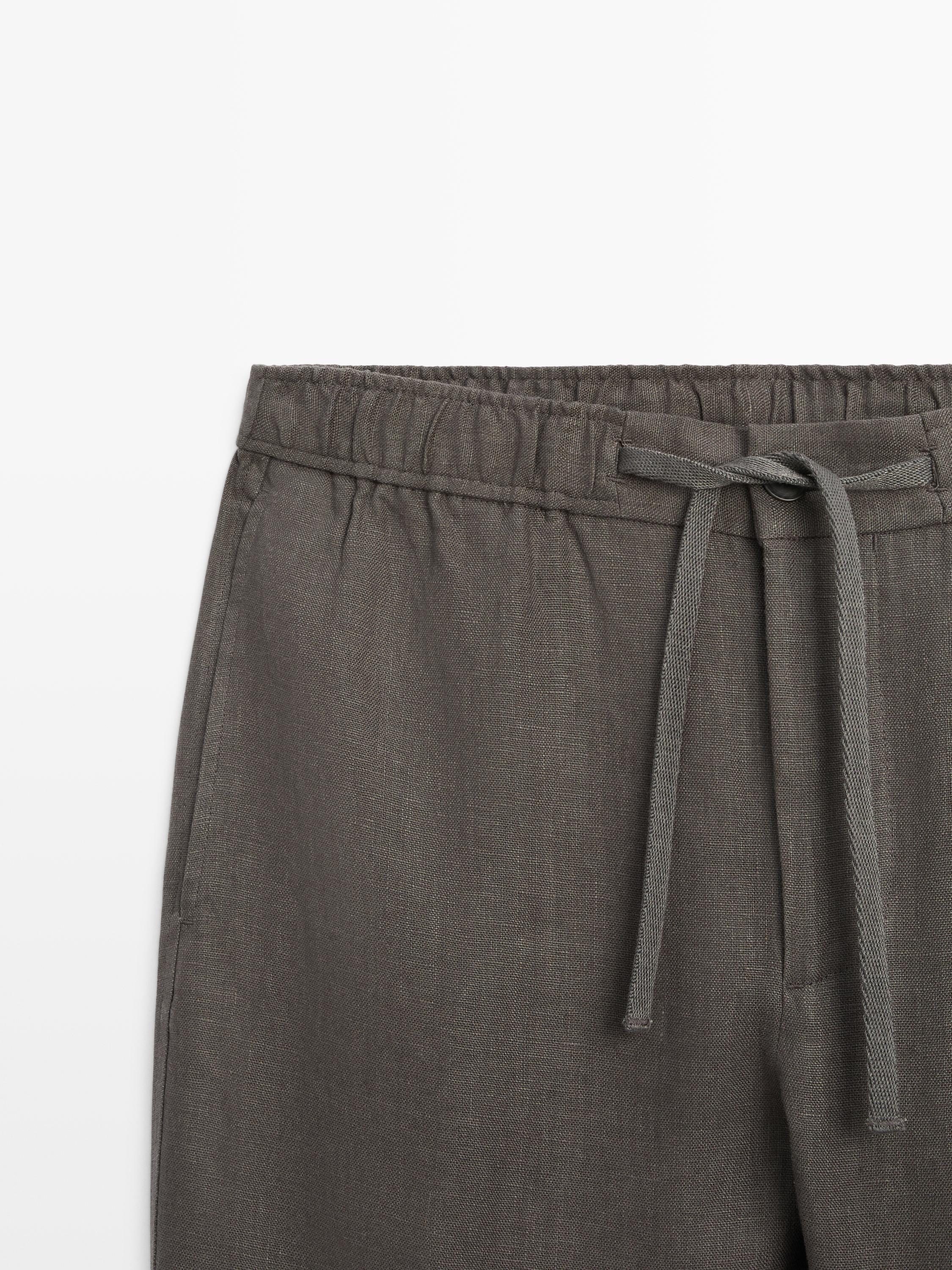 Linen jogger fit trousers