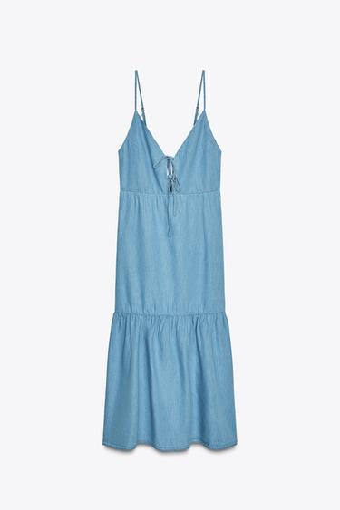 ROBE MIDI LACETS - Bleu clair de Zara - Image 6