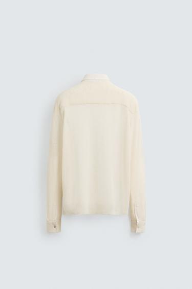 TEXTURED SEMI-SHEER SHIRT - Ecru de Zara - Image 6