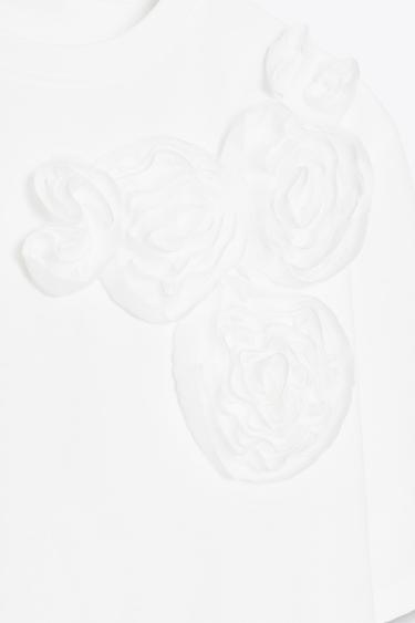 T-SHIRT FLEUR VOLUME - Blanc de Zara - Image 6