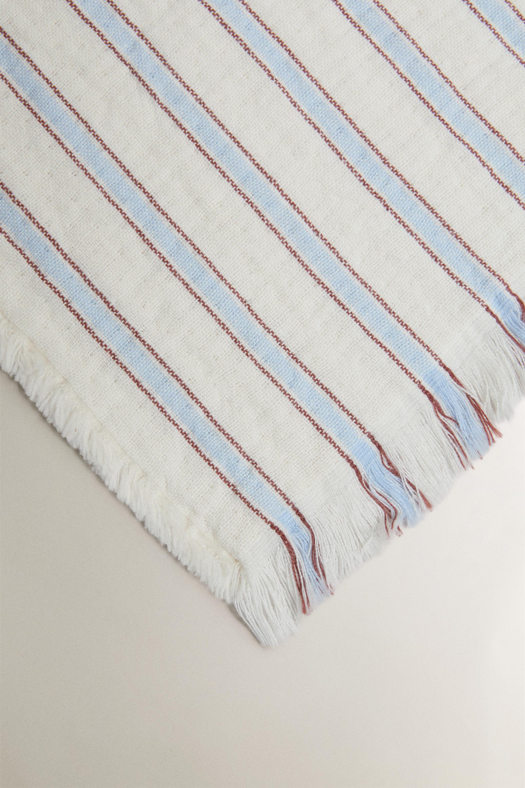 STRIPED MUSLIN BABY BLANKET — Blue