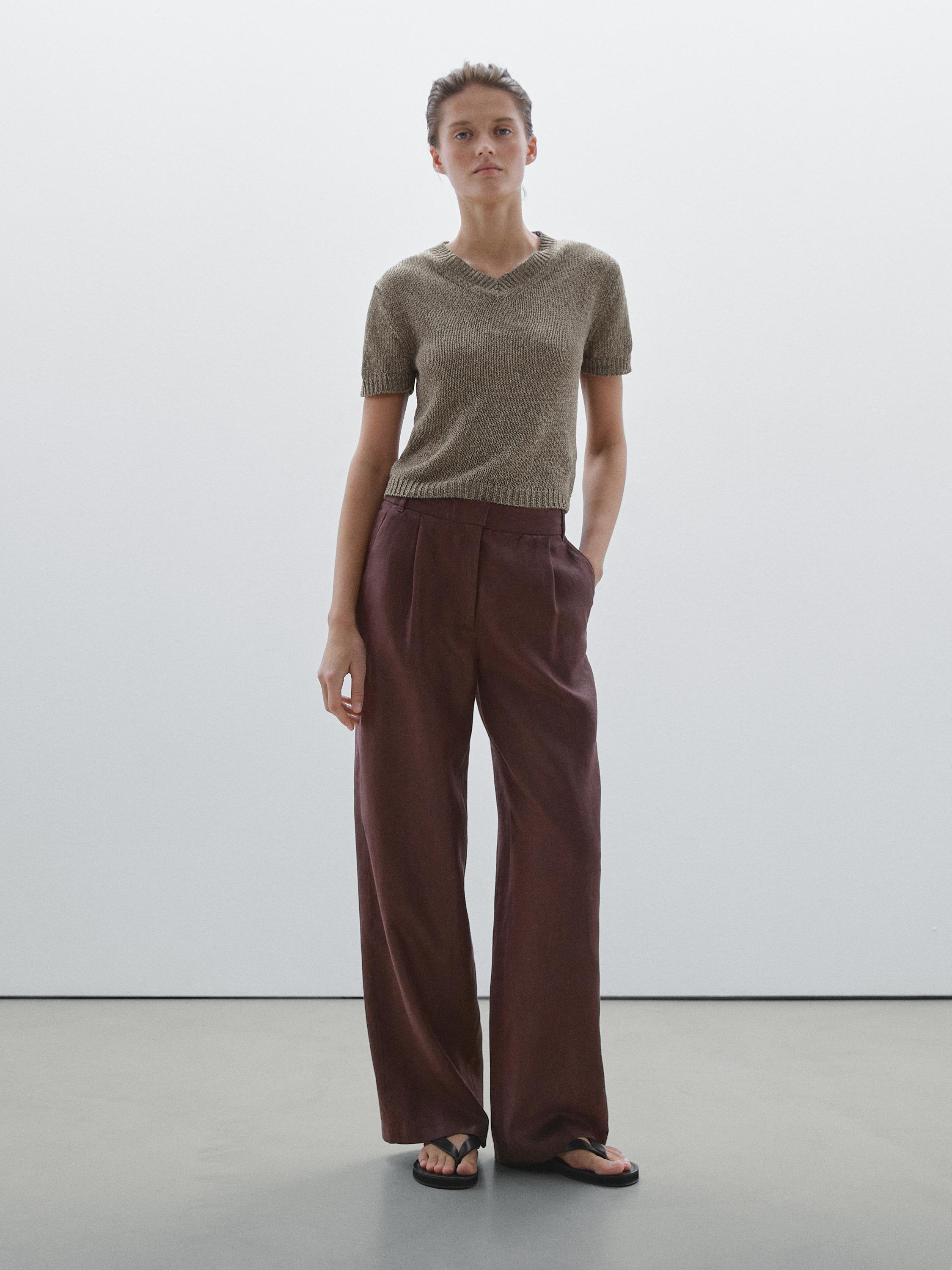 Knit sweater with fabric detail - Brown marl | ZARA United Knit sweater with fabric detail - Brown marl | ZARA United