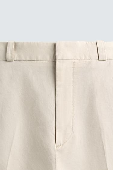 COTTON/LINEN STRAIGHT-LEG CHINO TROUSERS - Sand by Zara - Image 8