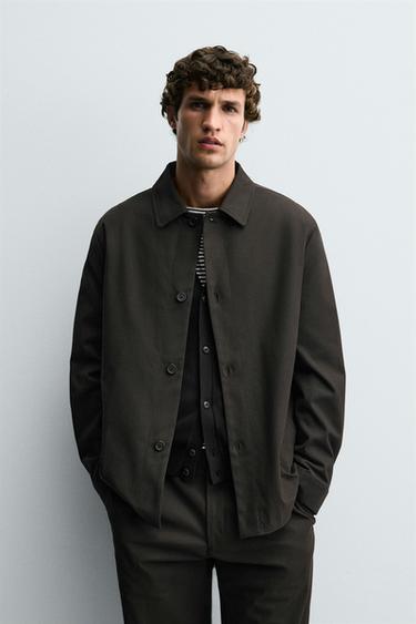 Zaras OVERSHIRT RELAXED FIT TWILL - Mörkbrun