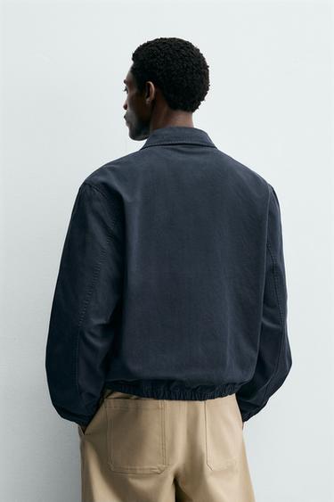 BLOUSAON REGULAR FIT EN COTON LAVÉ - Bleu marine de Zara - Image 2