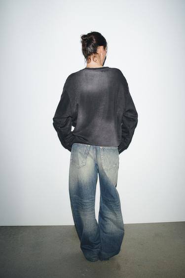 SWEAT EFFET DÉLAVÉ DÉCHIRURES - Noir de Zara - Image 3