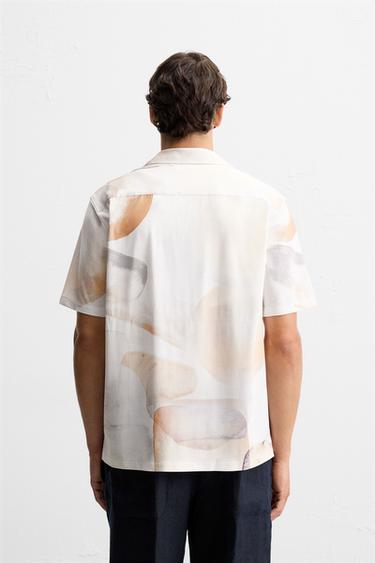 CHEMISE ÉLASTIQUE À IMPRIMÉ ABSTRAIT - Beige de Zara - Image 2
