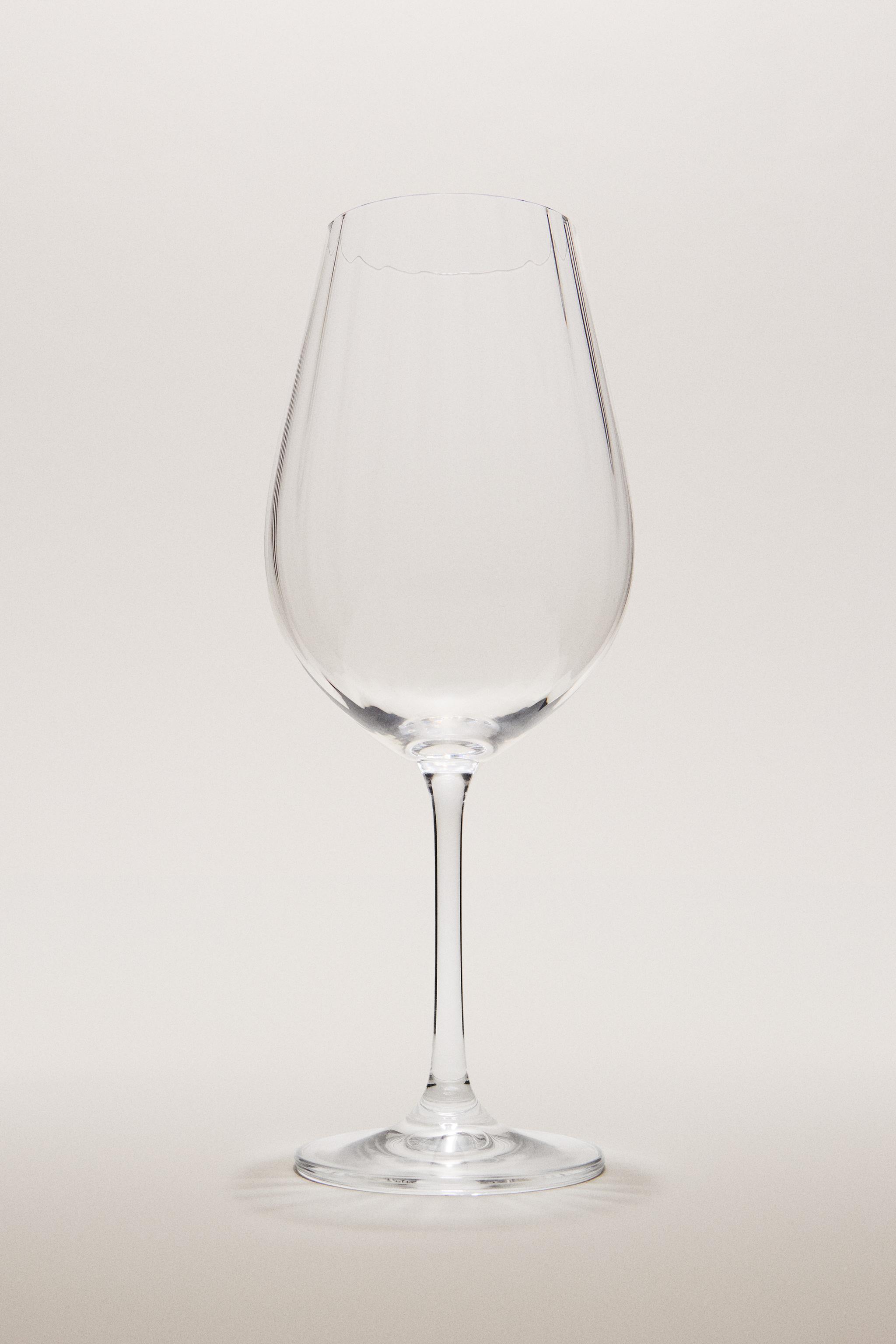 RAISED CRYSTALLINE WINE GLASS — Transparent