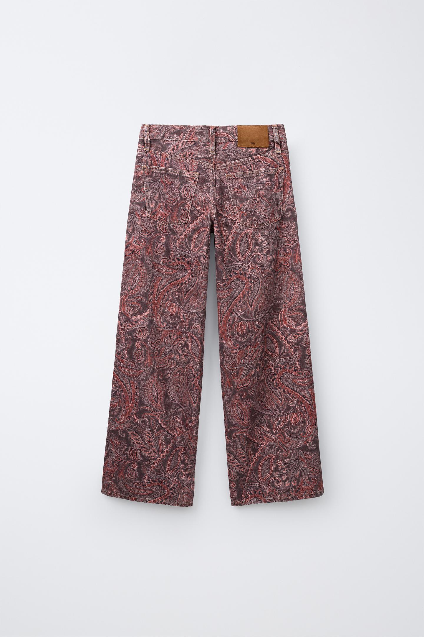 Детские джинсы Zara Paisley Print Wide-Leg, цвет: С принтом — фото 2