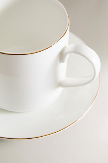 GOLD BONE CHINA COFFEE CUP AND SAUCER - Gold by Zara - Image 2