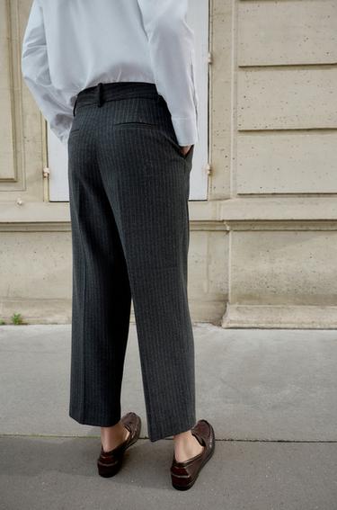 PANTALON DROIT À PINCES ET RAYURES - rayures de Zara - Image 5