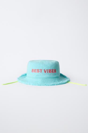 BONNET BOB TEXTE BRODÉ - Turquoise de Zara - Image 3