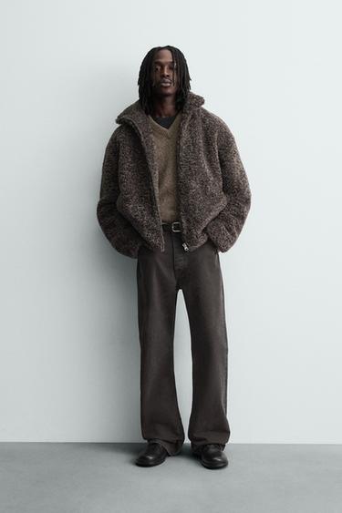 FAUX SHEARLING JACKET - Brown / Green by Zara - Image 0