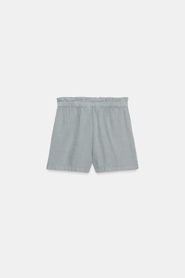SHORT 100% LIN ZW COLLECTION - Bleu / Vert de Zara - Image 3
