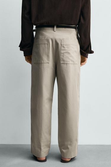 PANTALON RELAXED FIT COTON ET LIN - Vison de Zara - Image 2