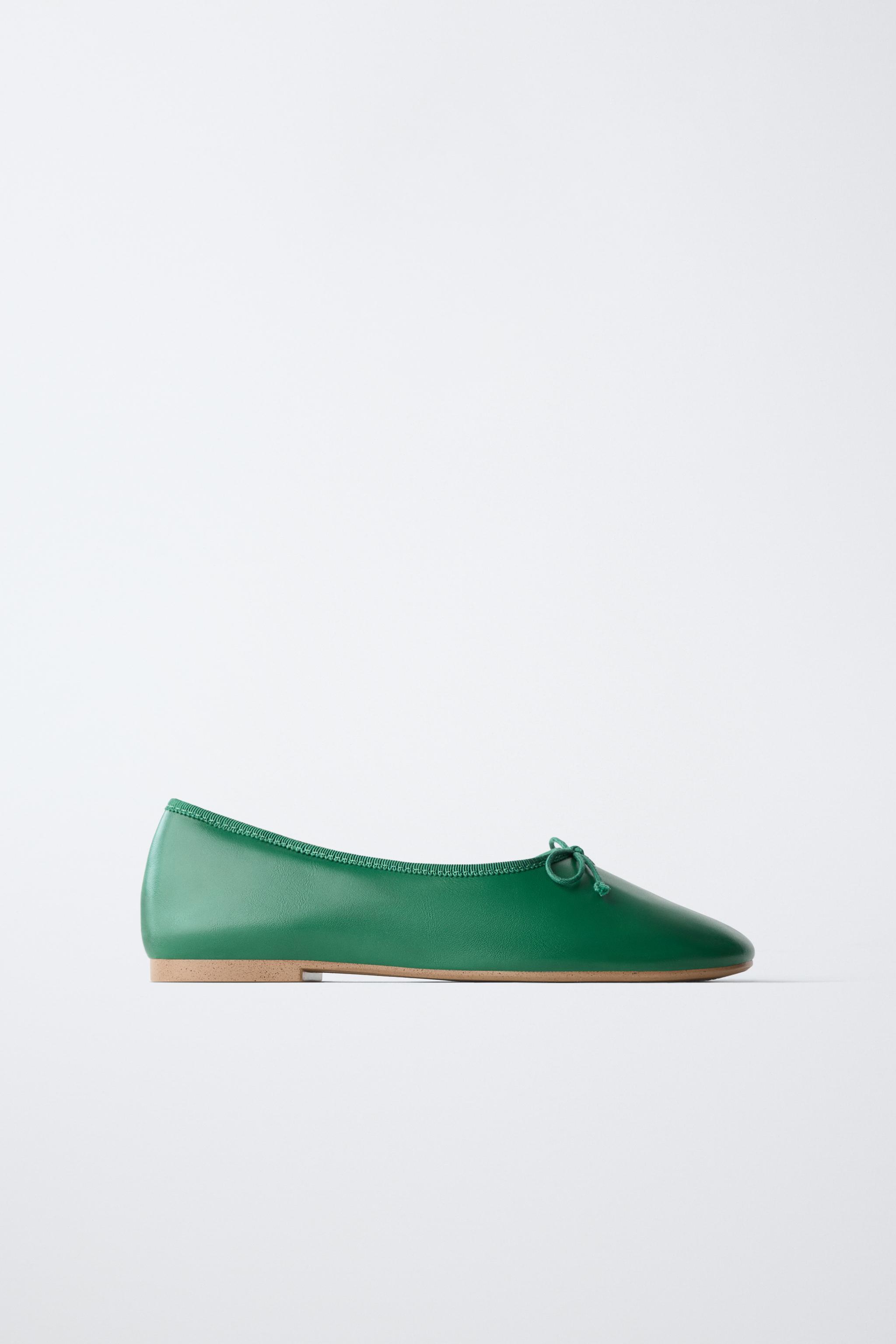 BOW BALLET FLATS — Green