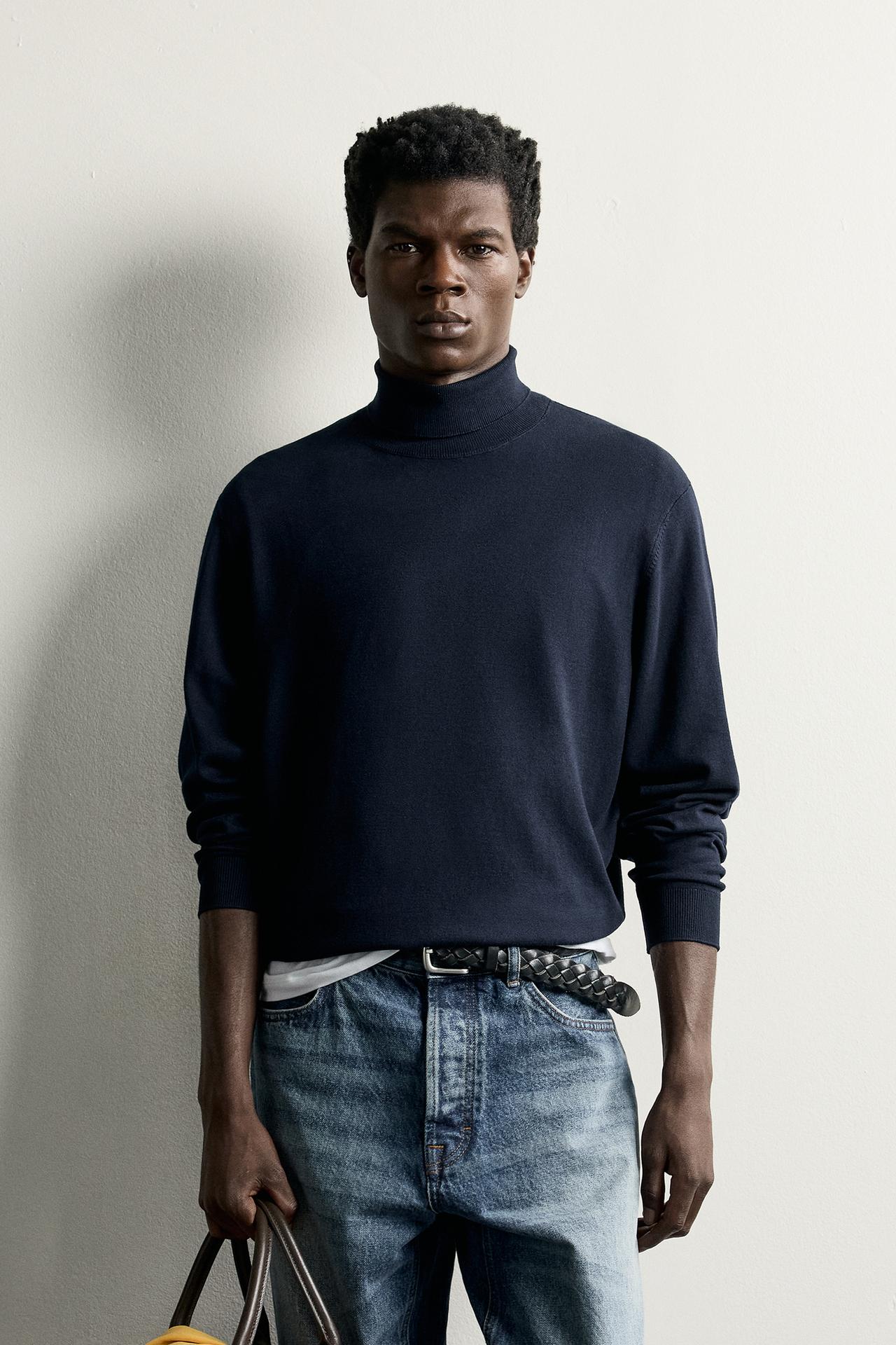 BASIC HIGH NECK JUMPER — Navy blue
