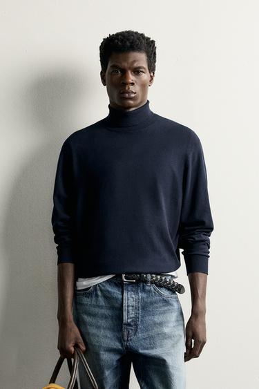 BASIC HIGH NECK JUMPER — Navy blue 2