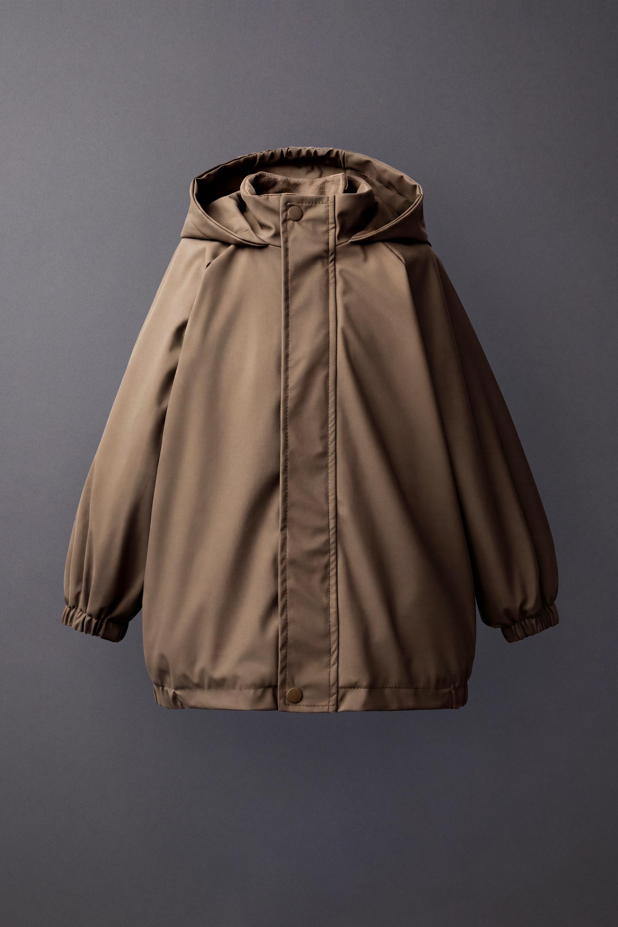 WATER REPELLENT RUBBERIZED RAINCOAT — Brown / Taupe