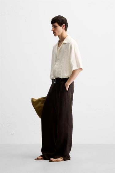 CHEMISE JACQUARD DÉFOUTÉE - Écru clair de Zara - Image 3