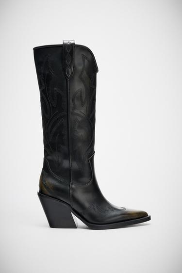 EMBROIDERED COWBOY BOOTS - Black by Zara