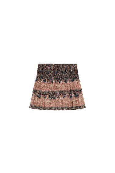 GEMUSTERTER MINIROCK MIT SMOKDETAILS - Bunt von Zara