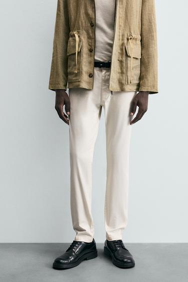Zara SKINNY CHINO PANTS - Stone