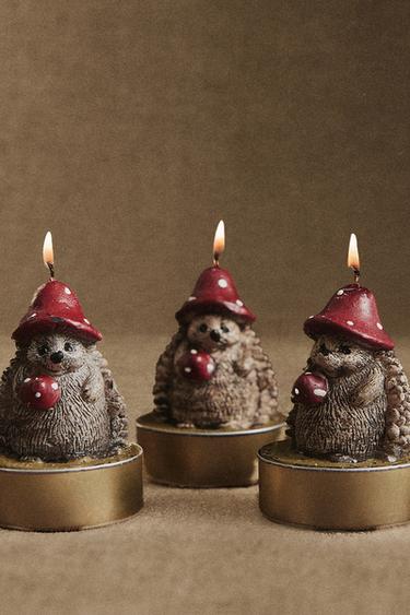 PACK OF CHRISTMAS HEDGEHOG CANDLES (PACK OF 6) - Brown by Zara - Image 4