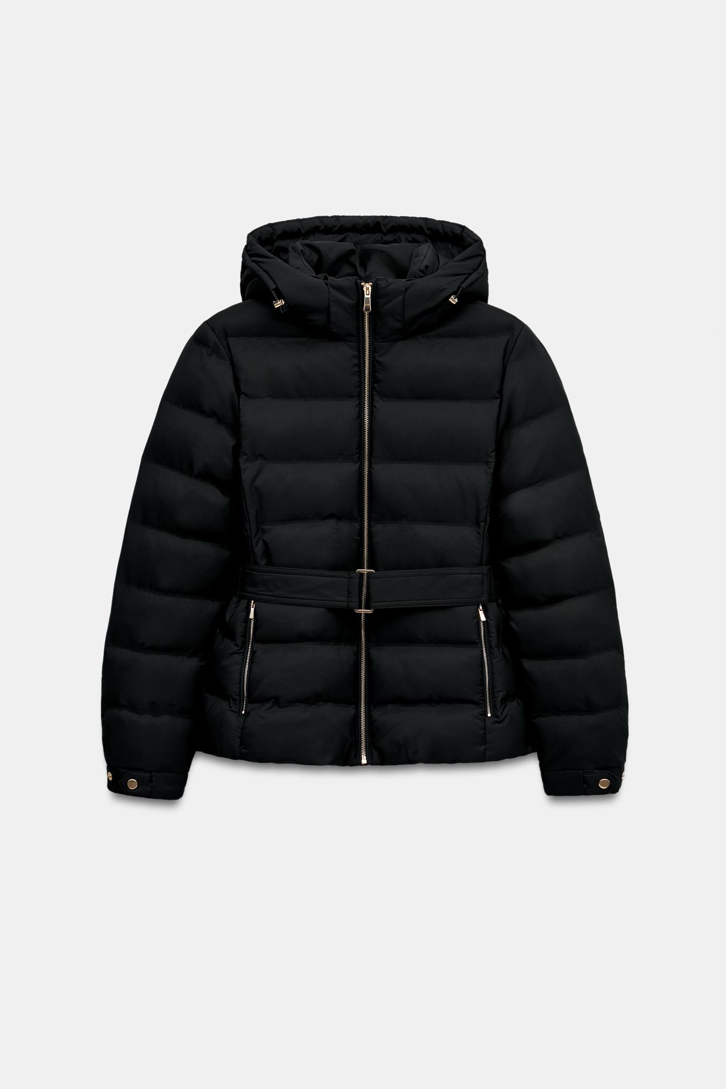 Женская ветровка Zara Water-Repellent Windproof Padded Anorak, цвет: Чёрный — фото 2