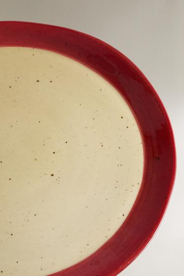 STONEWARE DINNER PLATE WITH RIM - Red by Zara - Image 2