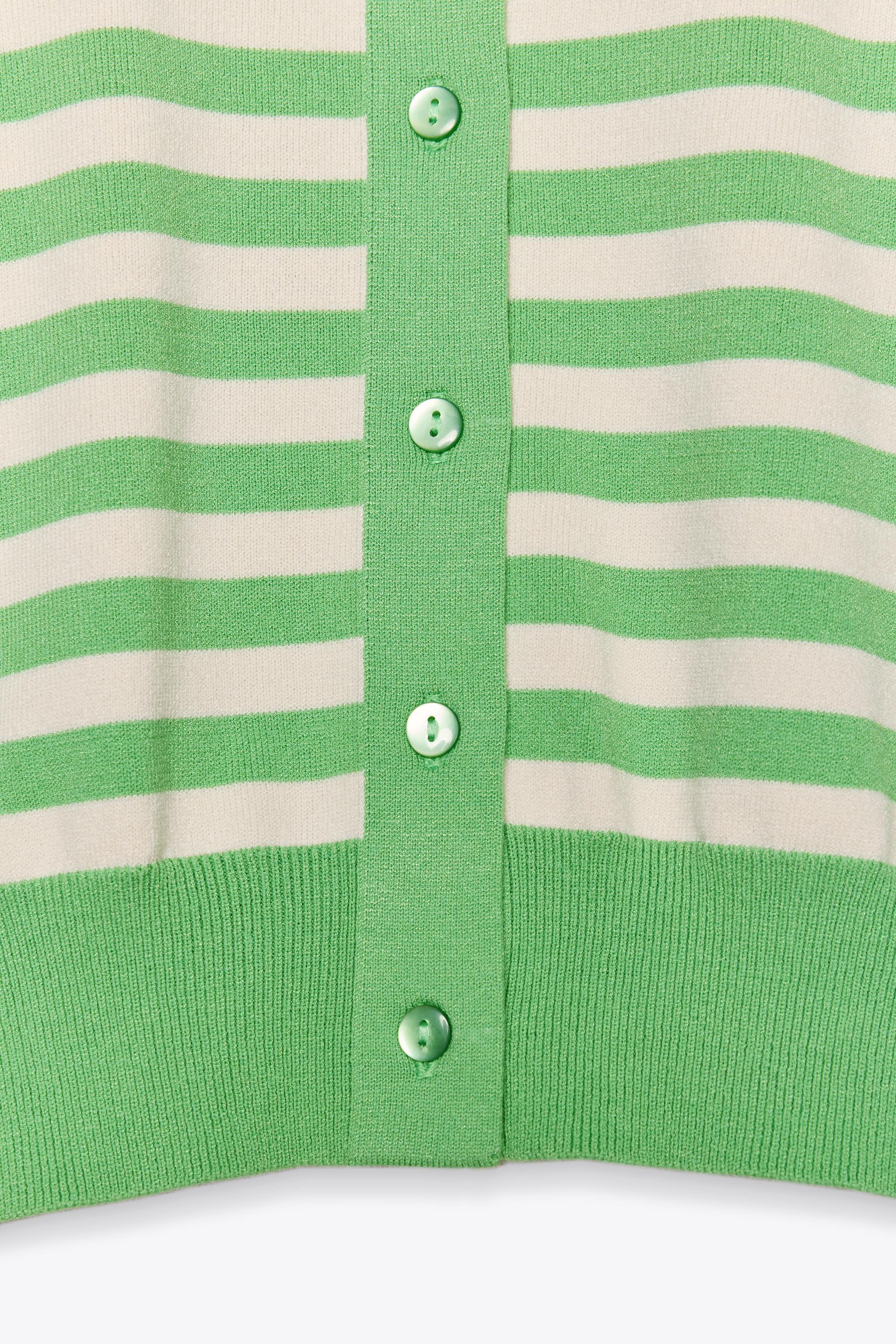 STRIPED KNIT JACKET - Ecru / Green | ZARA United States