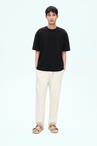 Zara 舒適版運動風褲腰長褲 - 裸色