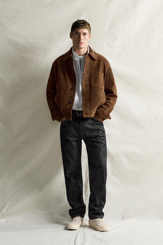 RELAXED FIT LEATHER SUEDE JACKET - Brandy by Zara - Image 0