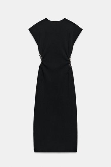 ROBE EN MAILLE CUT OUT À PERLES - Noir de Zara - Image 7