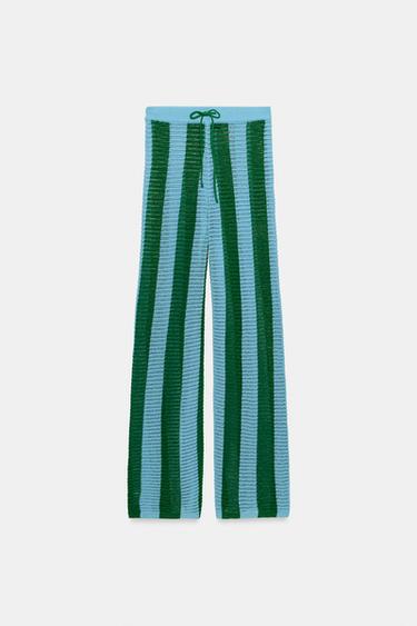STRIPED KNIT TROUSERS - striped by Zara