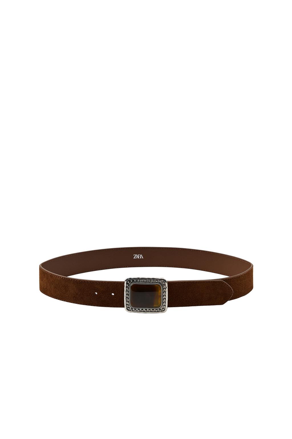 100% SUEDE LEATHER BELT WITH STONE BUCKLE - image 4
