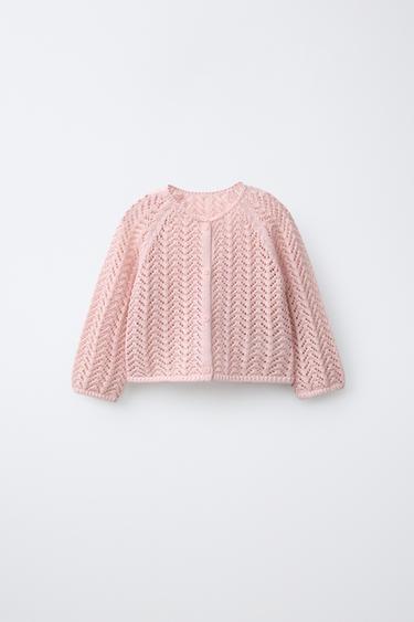 АЖУРНЫЙ КАРДИГАН — СВЕТЛО-РОЗОВЫЙ от Zara