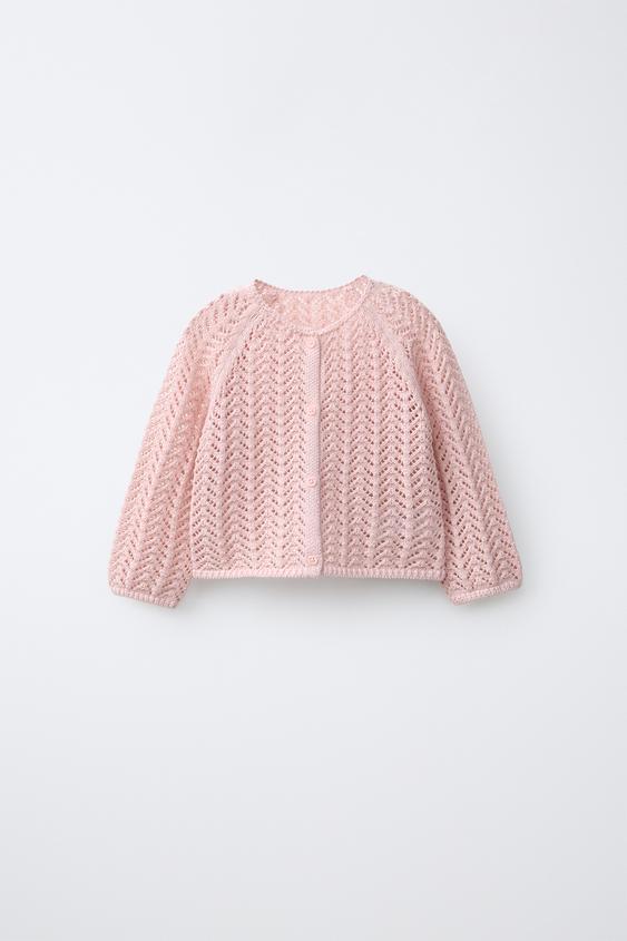 CHAQUETA PUNTO CALADOS - Rosa claro de Zara - Imagen 0