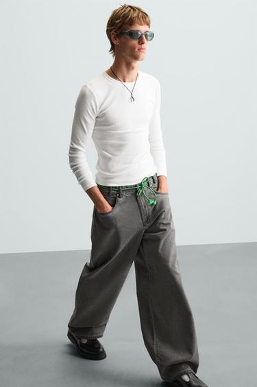 JEANS BALLOON FIT - Gris de Zara