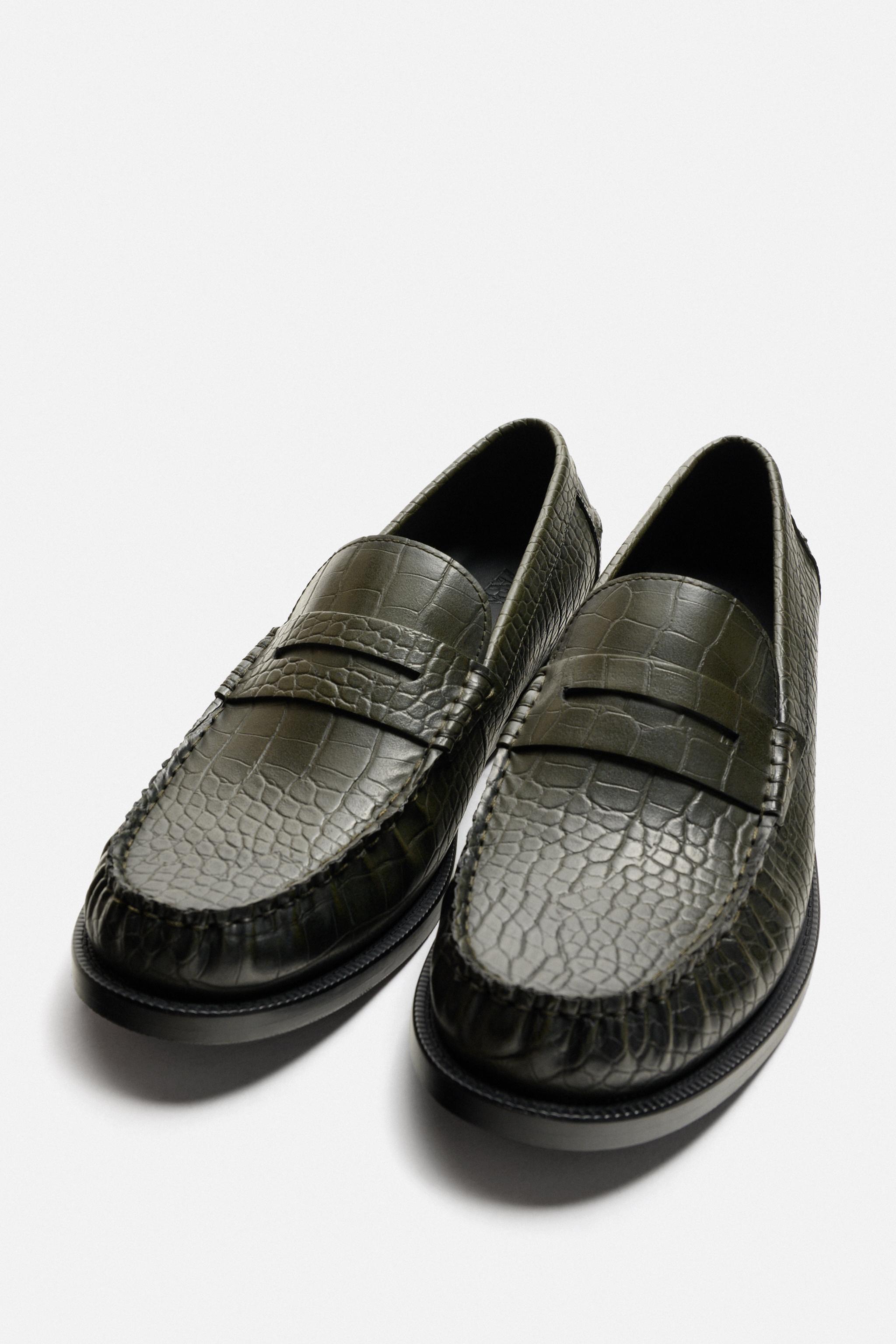 CROCODILE-EFFECT LOAFERS - Green | ZARA United States